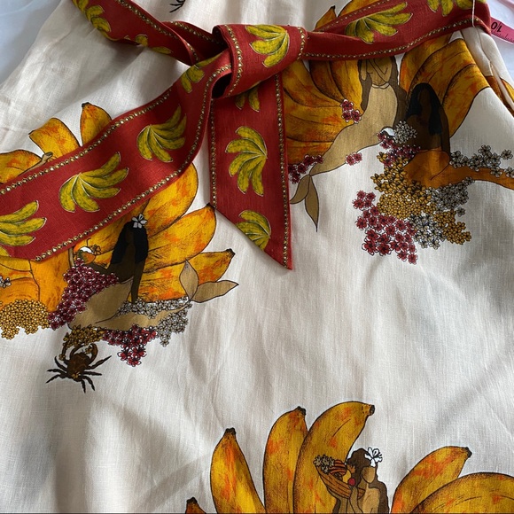 🥭 FARM Rio Off-White Mermaid Bananas Midi Dress - Picture 9 of 14